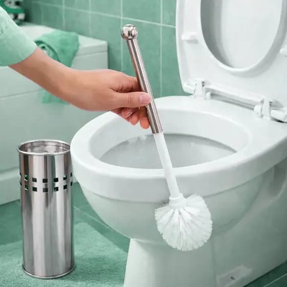 Kit Escova Sanitaria Inox Suporte Fechado Cerdas Firmes Higienizar Vaso Banheiro Anti Odor Limpeza