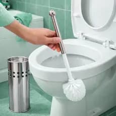 Kit Escova Sanitaria Inox Suporte Fechado Cerdas Firmes Higienizar Vaso Banheiro Anti Odor Limpeza