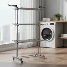 Varal Chao Dobravel Cabideiro Ganchos Estender Roupas Camisa Calca Toalha Aluminio Apartamento