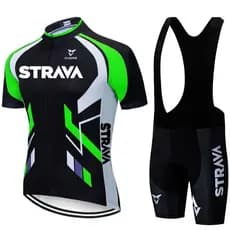 1221 STRAVA Camisa de ciclismo de manga curta com alça de terno de ciclismo calças versão da equipe de bicicleta respira