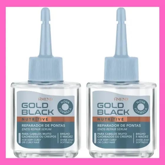 Kit Amend Gold Black Reparador de Pontas para Cabelos Cacheados – 2 Unidades