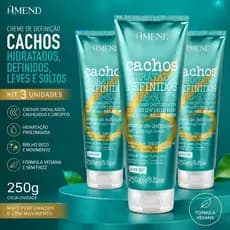 KIT 3 UNIDADES - AMEND CACHOS LEAVE-IN CABELOS ONDULADOS OU COM CACHOS ABERTOS 250G