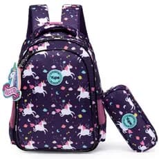 Kit Mochila Roxa Estojo Juvenil Feminino Escolar Unicórnio Yupe