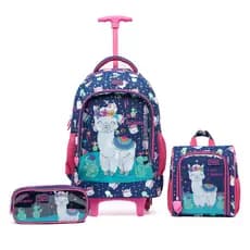 KIt Mochila Lancheira Estojo Escolar Yupe Infantil Feminina Rodinha