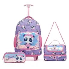 Kit Mochila Lancheira Estojo Infantil Feminina Escolar Panda