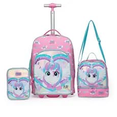Kit Mochila Lancheira Estojo Unicórnio Feminina Escolar Yupe