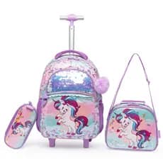 Kit Mochila Lancheira Estojo Unicórnio Infantil Escolar