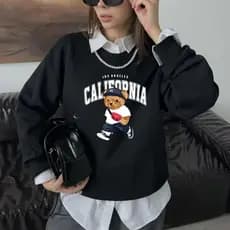 Blusa de Frio Moletom Careca Sueter Feminino Urso Polo Bear California Flanelado Estiloso Inverno