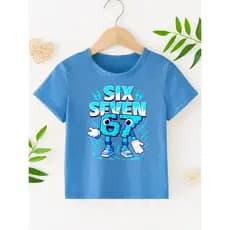 Camiseta 67 Six Seven Azul Meninos Meninas Camisa Aura Máxima Comemoração 100% Algodão