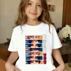 Camisa Infantil K-pop Bts Banda Jim J-Hope Guerreiras Coreia Camiseta Meninas Meninos Infantil 100% Algodão