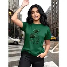 Camiseta Flor Rosas Bonitas Camisa Floral Flores Delicadas Confortável Estilosa