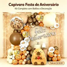 Kit Completa 83 Balões CAPIVARA Metalizado Decoração deFeliz Aniversário/Festa