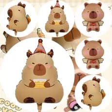 Kit C/ 06 Balão Metalizado Capivara Festa Decoração Enfeite Marrom Capivara- 38CM / 78CM