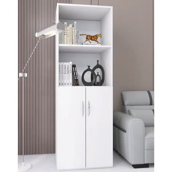 Estante Organizador 2 Portas Livreiro Prateleira para Sala Quarto Guarda Livros Armário 2 Módulos