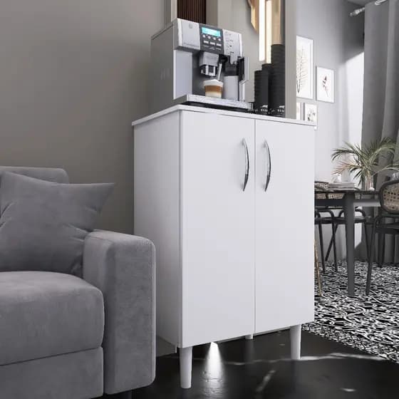Armário de Cozinha Compacto 2 Portas Branco Sem Rodízios