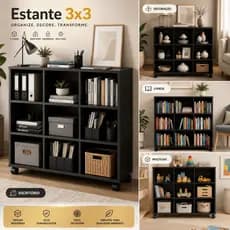 Estante de Livros Organizador de Brinquedos Nicho Objetos Sala Escritório Quarto Multiuso Rodizio