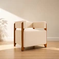 Poltrona Decorativa Dunna Moderna Sala de Estar Recepção Escritório Salão de Beleza Linho Movellu Home