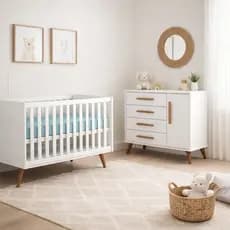 Berço de Bebê que Vira Cama e Cômoda de Bebê Sapateira 1 Porta 4 Gavetas Q Encanto Retrô Qmovi
