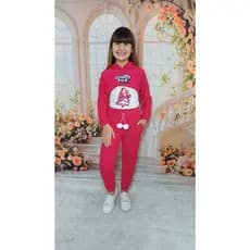 Conjunto Dos Rosas Feminino Infantil Malha Frizada Capuz Cropped e Calça Emilly Vick Moda Inverno