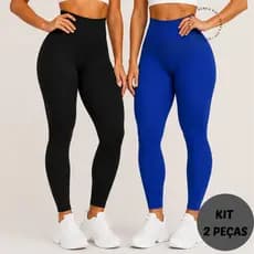Kit 2 Calças Legging Canelada Premium Cintura Alta Sem Costura Feminina