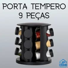Porta Temperos Giratório Condimentos com 9 Potes de Vidro Ideal para Bancada ou Mesa 360 Graus Tampa Dosadora