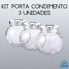 Kit De 3 Potes Porta Condimentos Mini Baleiros em Vidro 190ml Tampa Plástica
