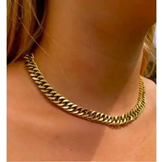 Colar Gargantilha Feminino De Alumínio 12 MM delicado estilo / Elo De Corrente Cubano / Bijuteria