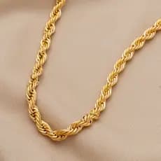 Colar Chocker Feminino Cordão Torcido Folheado a Ouro 18K