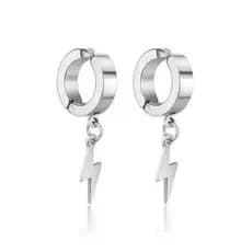 Brinco de Pressão Argola Masculino e Feminino em Raio Aço Inoxidável