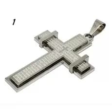 Pingente Masculino Crucifixo 4 X2 Cruz Grande Em Alto Relevo Aço Inox Prata