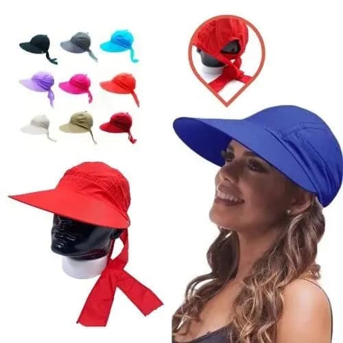Chapéu Viseira Boné Feminino Verão Praia Piscina Caminhada Sol com laço