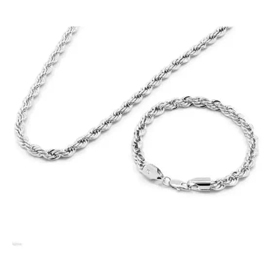 Corrente Cordão Baiano E Pulseira Aço Inox Cirúrgico 4mm 60cm Barato useEssark