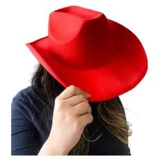 Chapéu Cowboy Cowgirl VERMELHO para Festa de Peão Rodeio Vaquejada Boiadeira e Festa Junina - Adulto