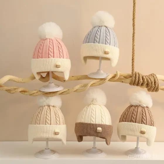 RoadGold Cor Bloqueio Criança Gorro Crianças Inverno Engrossado Quente Malha Chapéu Menino Menina Chapelaria Proteção De