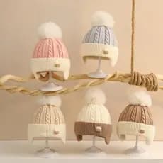RoadGold Cor Bloqueio Criança Gorro Crianças Inverno Engrossado Quente Malha Chapéu Menino Menina Chapelaria Proteção De