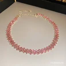 Moda Ouro Rosa Roxo Rhie Cor Gargantilha Para Mulheres Colares De Cristal Geométrico Festa Casamentos Jóias