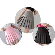 kit 3 Saia curta feminina, verão cintura alta, mini saia plissada coreana japonêsa