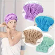 Kit 4 Toucas de cabelo feminina, chapéu de banho com gravata borboleta, toalha de Algodão, touca de banho
