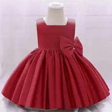 Vestido de festa para meninas com laço grande, primeiro aniversário, batismo, princesa