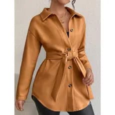 Blusa De inverno Feminina Manga Longa Com Botões Camisa Casaco Inverno