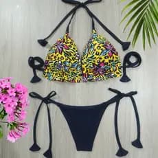 Biquíni Feminino com Bojo, forrado busto cortininha tecido de lycra, roupa de banho, moda praia