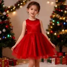 Vestido de festa para meninas com laço grande, primeiro aniversário, batismo, princesa