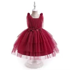 Vestido de festa para meninas com laço grande, primeiro aniversário, batismo, princesa