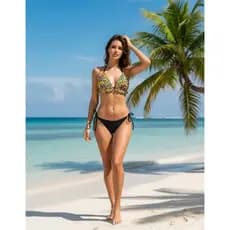Praia Biquíni Feminino com Bojo, forrado busto cortininha tecido de lycra, Roupa de banho, moda praia