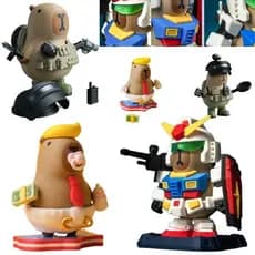 Capivara Gundam Impressão 3D Brinquedos Adsorvível Action Figure Toy Gifts