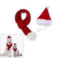 zzz Chapéu De Papai Noel De Natal Para Cães E Gatos Com Cachecol Roupas Animais De Estimação De Inverno Roupa Cosplay De