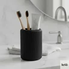 Porta Escovas Decorativo com Design Moderno Canelado Nervuras para Banheiro Minimalista