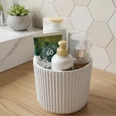 Organizador de Banheiro Pia Canelado Luxo Moderno Porta-Objetos Banheiro Cesto Multiuso Minimalista