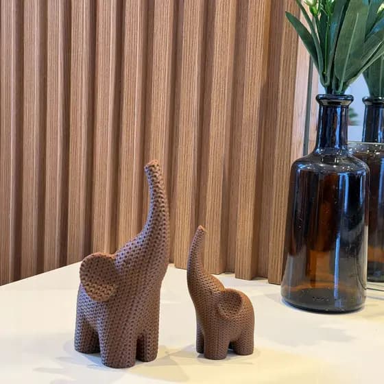 Elefantes Textura Efeito Tricô/Crochê Estilo Amigurumi Enfeite Decoração Sala Quarto Penteadeira 3D
