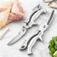 Tesoura de Cozinha Multiuso Aço Inox para Frango Carnes Peixes Legumes Ervas e Alimentos